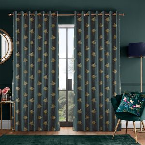 Small Palm Tree Forest Green Curtain