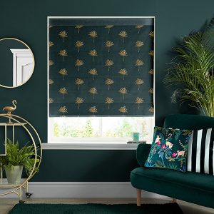 Small Palm Tree Forest Green Roman Blind