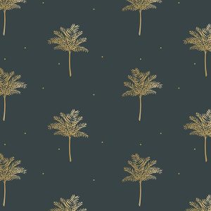 Small Palm Tree Forest Green Curtain