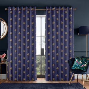 Small Palm Tree Navy Curtain