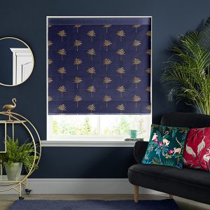 Small Palm Tree Navy Roman Blind