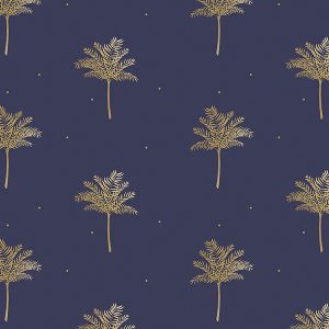 Small Palm Tree Navy Curtain