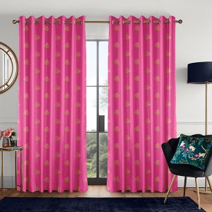 Small Palm Tree Pink Curtain