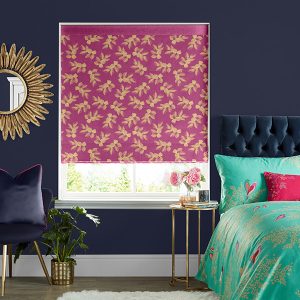 Etched Leaves Fuchsia Roman Blind