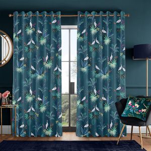 Heron  Teal Curtain