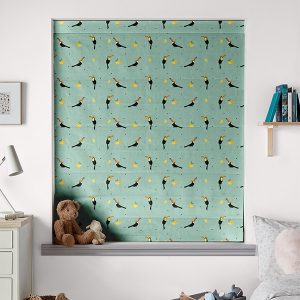 Toucans Aqua Roman Blind