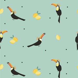 Toucans Aqua Roman Blind