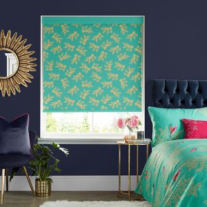 Etched Leaves Green Roller Blinds